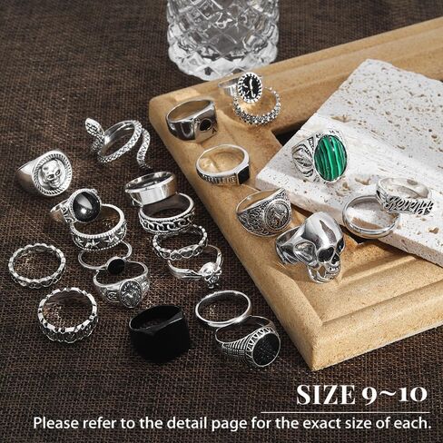KISS WIFE Silver Punk Hippie Gothic Chunky Ring Set for Men, Size 9-10, Alloy Material, Halloween Jewelry in Saudi Arabia