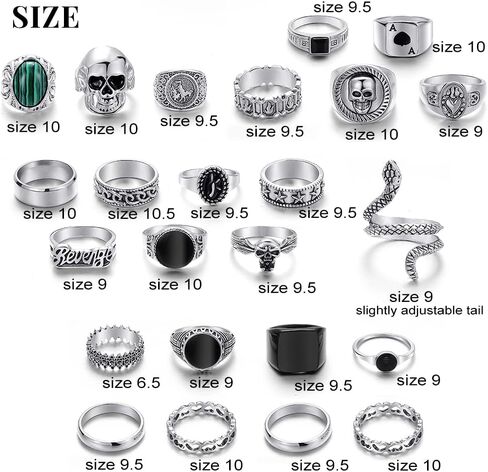 KISS WIFE Silver Punk Hippie Gothic Chunky Ring Set for Men, Size 9-10, Alloy Material, Halloween Jewelry in Saudi Arabia