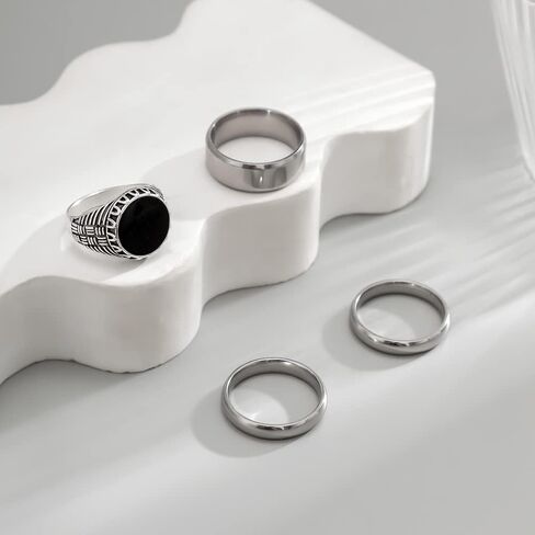 KISS WIFE Silver Punk Hippie Gothic Chunky Ring Set for Men, Size 9-10, Alloy Material, Halloween Jewelry in Saudi Arabia