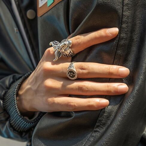 KISS WIFE Silver Punk Hippie Gothic Chunky Ring Set for Men, Size 9-10, Alloy Material, Halloween Jewelry in Kuwait