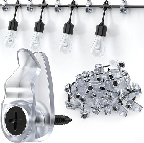 Outdoor String Lights Clips, Weatherproof Cable Hanger Hooks for Hanging Fairy Lights, Holiday Decor - Black, 50 Pack in Kuwait