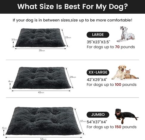 Large Dog Beds, Faux Fur Plush Crate Pads, Anti-Slip Design, Washable, 3 Sizes in Saudi Arabia