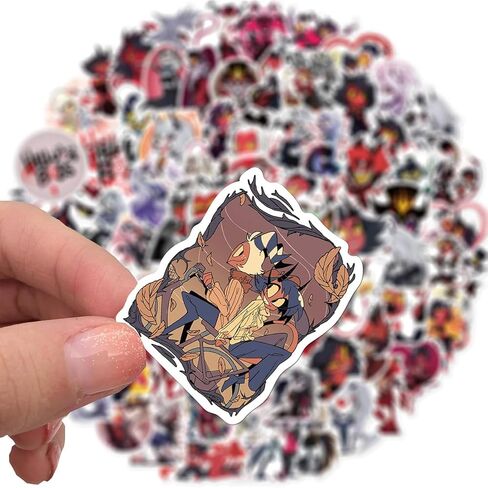 100 قطعة من ملصقات الرسوم المتحركة Helluva Boss للأطفال والمراهقين، ملصقات رائعة لزجاجة المياه، لوح التزلج، ملصق فينيل عصري للهاتف والكمبيوتر المحمول والدراجة والسفر in Kuwait