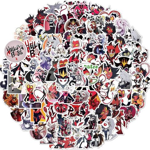 100 قطعة من ملصقات الرسوم المتحركة Helluva Boss للأطفال والمراهقين، ملصقات رائعة لزجاجة المياه، لوح التزلج، ملصق فينيل عصري للهاتف والكمبيوتر المحمول والدراجة والسفر in Kuwait