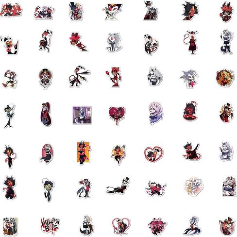 100 قطعة من ملصقات الرسوم المتحركة Helluva Boss للأطفال والمراهقين، ملصقات رائعة لزجاجة المياه، لوح التزلج، ملصق فينيل عصري للهاتف والكمبيوتر المحمول والدراجة والسفر in Kuwait