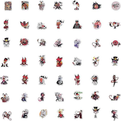 100 قطعة من ملصقات الرسوم المتحركة Helluva Boss للأطفال والمراهقين، ملصقات رائعة لزجاجة المياه، لوح التزلج، ملصق فينيل عصري للهاتف والكمبيوتر المحمول والدراجة والسفر in Kuwait