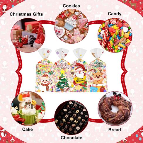 100 Pcs Halloween Treat Bags - Happy Halloween Goodie Bag, Plastic Halloween Pumpkin Cellophane Bags Bulk, Clear Gift Goody Candy Bags with Twist Ties for Halloween Party Supplies Favors Decorations in Saudi Arabia