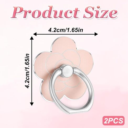 2 Pcs Cell Phone Ring Holder Flower, Finger Ring Holder Flower Grip Cell Phone Accessories Ring Holder for Phone Case Phone Case Accessories 360 Rotate Metal Finger Ring Socket Grip in Saudi Arabia