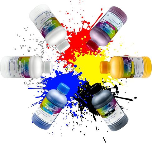 Lancelot DTF Ink 600ML-Vibrant & Durable PET Film Transfer Ink for DTF Printer, Epson Printers Epson ET-8550, XP-15000, L1800, L805, R1390, R2400 for Heat Transfer Printing 100ml(100ml*6,CMYK+2W) in Kuwait