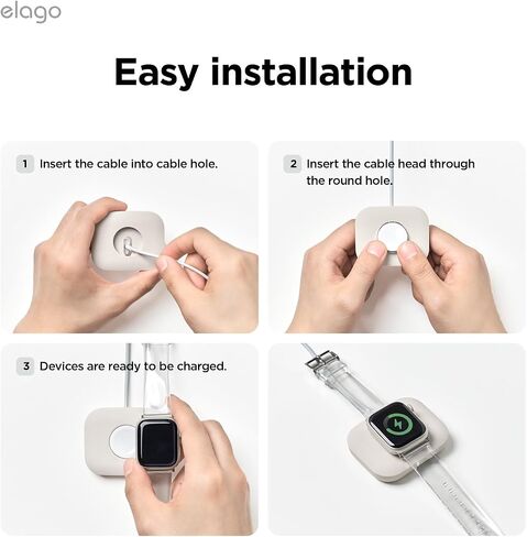 elago Charger Pad Compatible with Apple Watch Charger, Galaxy Watch 7&5&6 Series Charger, AirPods Pro 2, Durable Silicone, Durable, Compact [Charger not Included] (Stone) in Kuwait