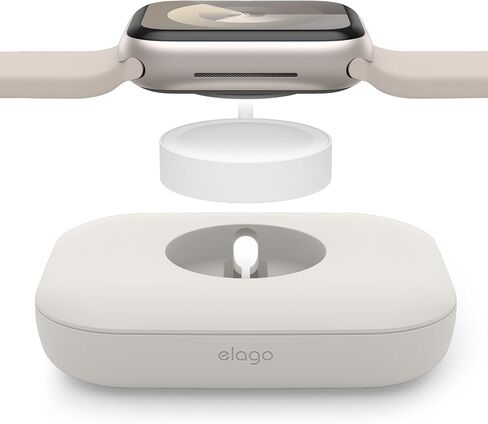 elago Charger Pad Compatible with Apple Watch Charger, Galaxy Watch 7&5&6 Series Charger, AirPods Pro 2, Durable Silicone, Durable, Compact [Charger not Included] (Stone) in Kuwait