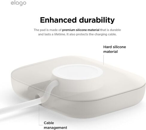 elago Charger Pad Compatible with Apple Watch Charger, Galaxy Watch 7&5&6 Series Charger, AirPods Pro 2, Durable Silicone, Durable, Compact [Charger not Included] (Stone) in Kuwait