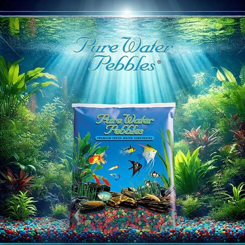 حصى حوض السمك من حصى الماء النقي بألوان قوس قزح، 5 رطل - توازن درجة الحموضة، وضوح الماء، جمالية نابضة بالحياة، ركيزة مثالية لخزان الأسماك، ديكور لحوض السمك، صديق للبيئة in Kuwait