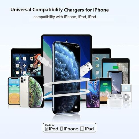 iPhone Wall Charger,[Apple MFi Certified] 2 Pack Lightning Cable Quick Fast Charging Cord USB Wall Chargers Travel Plug Adapter for iPhone 14/Pro Max/13/12/11/10/X/XR/XS Max/SE/8/7/6/Plus 6FT in Saudi Arabia