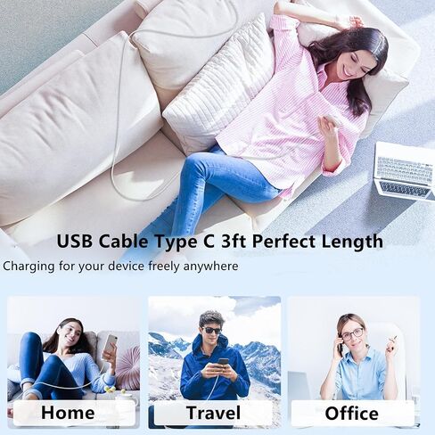 USB C to C Charger Cable 10ft, 60W Type C to C Fast Charging Cable Cord Long for Apple iPhone 17 Pro Max/17 Air/16 Pro Max/16 Pro/15 Plus/15 Pro Max/MacBook 2021/2020/2019,iPad Pro/Mini/Samsung Galaxy in Kuwait