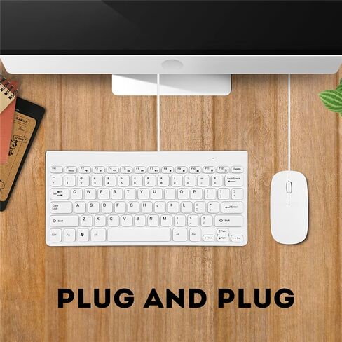 Ultra Thin Usb, Optical Mouse Mice Set Combo For Hd Cctv Kamera Wired Keyboard Camera Mini Pc Laptop (White) in Saudi Arabia