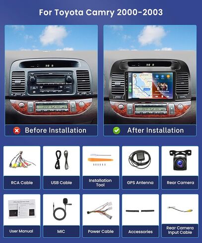 6G+128G 8 Core Android 13 Car Stereo Car Radio for Toyota Camry 2000-2006 Wireless Carplay DSP-36, Rimoody 9'' Touchscreen GPS WiFi Bluetooth FM/RDS Mirror Link 59-UI Themes Backup Camera in Saudi Arabia