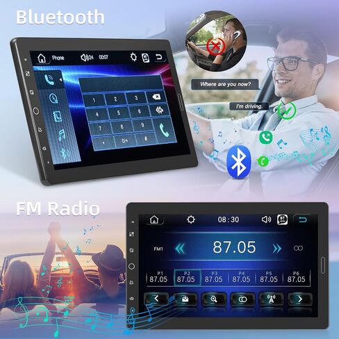 راديو سيارة عالي الدقة 10.1 بوصة مع Carplay سلكي وAndroid Auto - راديو بشاشة لمس أحادية الدين مع وصلة مرآة سلكية/راديو FM/AUX-in/SWC + 12 كاميرا رؤية خلفية LED وميكروفون in Saudi Arabia