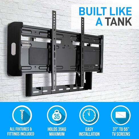 Pyle Home Universal Fixed TV Wall Mount - Slim Quick Install VESA Mounting Bracket for TV Monitor, Mounts 37 to 55 Inch HDTV, LED, LCD, Plasma, Flat, Ultrawide Smart Television Up to 77 LB PSW661LF1 in Saudi Arabia