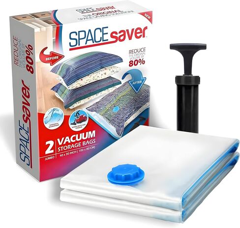 حقائب تخزين فاخرة قابلة للطي للسفر من Spacesaver مع قفل بسحاب مزدوج وصمام توربو ثلاثي الختم، احصل على مساحة تخزين أكبر بنسبة 80% - حقائب موفرة للمساحة للسفر - حقائب ضغط للسفر (عبوة من 8 قطع للسفر) in Kuwait