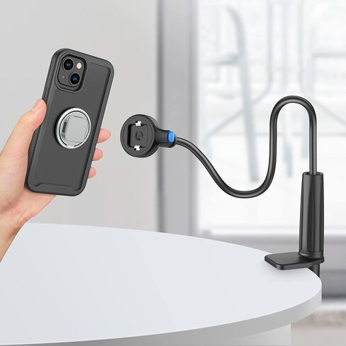 حامل هاتف SPORTLINK Gooseneck - حامل هاتف خلوي للمكتب، حامل هاتف السرير، مشبك للهاتف المحمول بجانب السرير على حامل الهاتف، حامل تثبيت علوي، متوافق مع جميع سلاسل iPhone، Samsung، Huawei، إلخ. in Kuwait