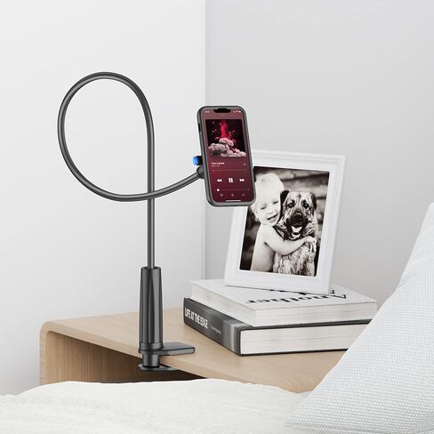 حامل هاتف SPORTLINK Gooseneck - حامل هاتف خلوي للمكتب، حامل هاتف السرير، مشبك للهاتف المحمول بجانب السرير على حامل الهاتف، حامل تثبيت علوي، متوافق مع جميع سلاسل iPhone، Samsung، Huawei، إلخ. in Kuwait