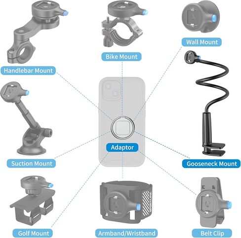 حامل هاتف SPORTLINK Gooseneck - حامل هاتف خلوي للمكتب، حامل هاتف السرير، مشبك للهاتف المحمول بجانب السرير على حامل الهاتف، حامل تثبيت علوي، متوافق مع جميع سلاسل iPhone، Samsung، Huawei، إلخ. in Kuwait