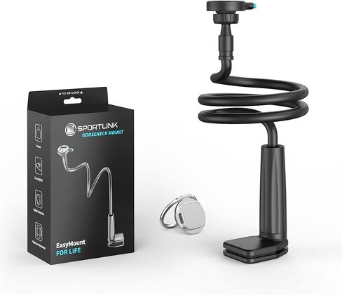 حامل هاتف SPORTLINK Gooseneck - حامل هاتف خلوي للمكتب، حامل هاتف السرير، مشبك للهاتف المحمول بجانب السرير على حامل الهاتف، حامل تثبيت علوي، متوافق مع جميع سلاسل iPhone، Samsung، Huawei، إلخ. in Kuwait