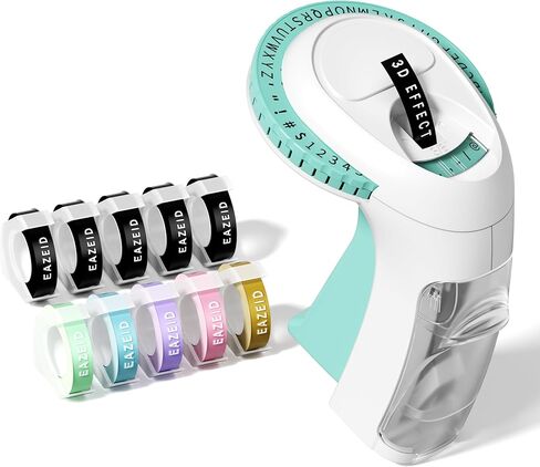 Embossing Label Maker Machine with-Tape, Retro Embossed Label Maker Handheld, Vintage Emboss Labeler with 10 Rolls Macaroon Embossing Label Tapes for Home Kitchen Office School Kids in Kuwait