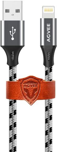 AGVEE [3 عبوات بطول 3 أقدام لكابل شحن iPhone، طرف طرفي مقوى، سلك بيانات سلك شاحن USB سريع مضفر لجهاز iPhone 11 10 8 7 6S 6، iPad iPod iOS، رمادي in Kuwait
