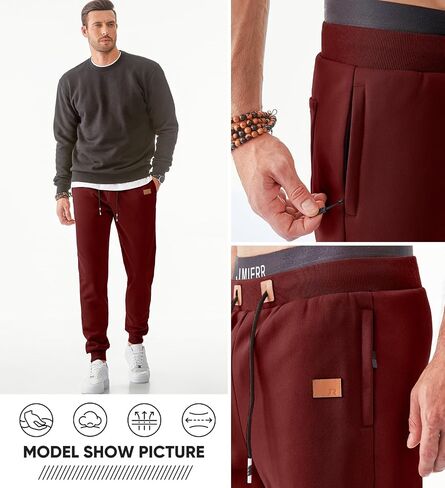 JMIERR Men's Sweatpants with Zipper Pockets Fleece Tapered Joggers Drawstring Waist Athletic Gym Running Workout Track Pants in Saudi Arabia