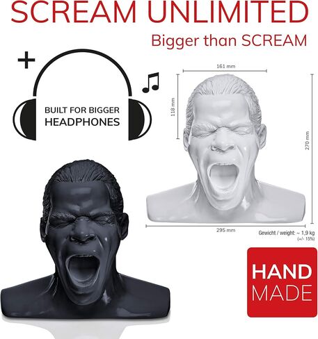Scream Unlimited Headphone Stand in the Shape of the Legendary Head - Optimal Storage of Larger Over/On-Ear Headphones Handmade - White in Saudi Arabia