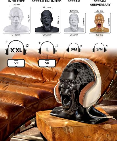 Scream Unlimited Headphone Stand in the Shape of the Legendary Head - Optimal Storage of Larger Over/On-Ear Headphones Handmade - White in Saudi Arabia