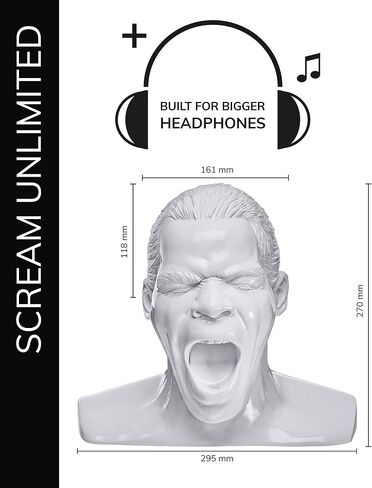 Scream Unlimited Headphone Stand in the Shape of the Legendary Head - Optimal Storage of Larger Over/On-Ear Headphones Handmade - White in Saudi Arabia