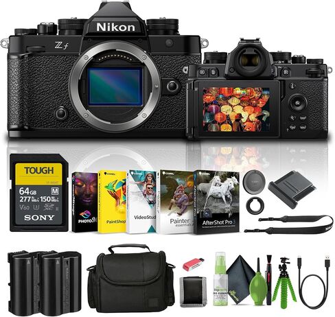 Nikon Zf with 24.5MP Sensor and 4K Video Recording Mirrorless Camera (1761) + 64GB Memory Card + Bag + EN-EL15c Battery + Card Reader + Corel Photo Software + Flex Tripod + Memory Wallet + More in Saudi Arabia