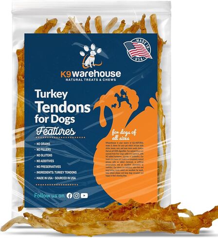 USA Turkey Tendons for Dogs - Tasty Turkey Tendon Jerky Treats for Dogs All Natural Dog Treats & Dog Snacks for Small Dogs - Ideal Puppy Teething Chews Dog Turkey Tendons 8oz in Saudi Arabia