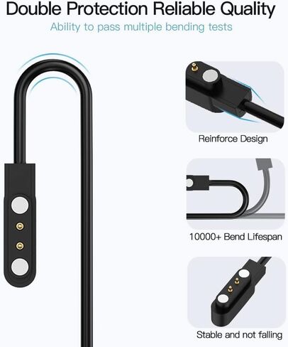 شاحن بديل ECSEM مخصص للساعة الذكية OYV TGW008 & OYV TGW101، سلك كابل شحن USB مغناطيسي لملحقات الساعة الذكية OYV TGW101 TGW008 60 سم، أسود in Saudi Arabia