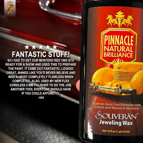 Pinnacle Souveran Jeweling Wax – All-in-One Carnauba-Infused Wax for Deep Shine & Scratch Removal, 3-Month Protection, 16 fl oz. in Saudi Arabia