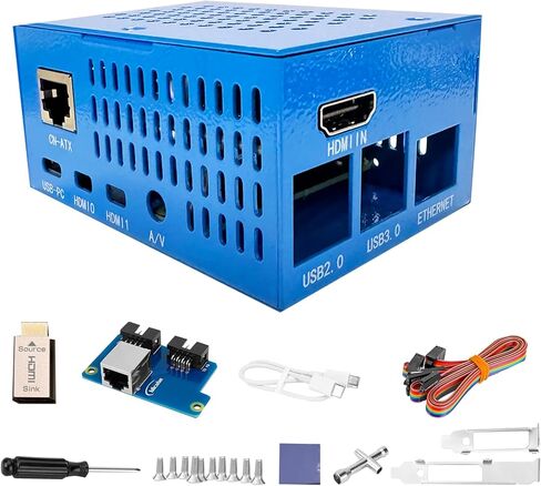 خادم PiKVM BliKVM V3 HAT لـ Raspberry Pi 4B، خادم التحكم عن بعد KVM Over IP مع حافظة معدنية ATX Control HDMI CSI - أسود in Kuwait