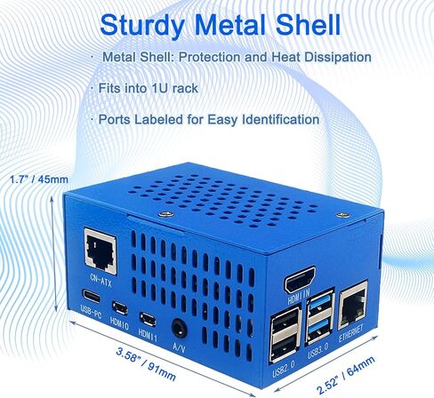خادم PiKVM BliKVM V3 HAT لـ Raspberry Pi 4B، خادم التحكم عن بعد KVM Over IP مع حافظة معدنية ATX Control HDMI CSI - أسود in Kuwait