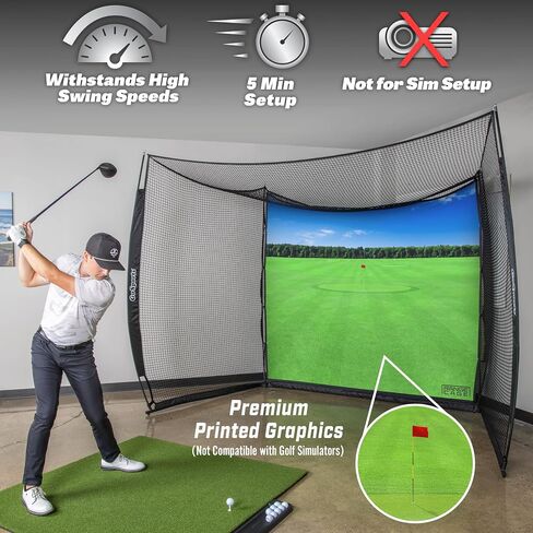 GoSports Range Cage 10 ft x 8 ft Golf Practice Hitting Net with Impact Screen - Driving Range or Simulator Screen in Saudi Arabia