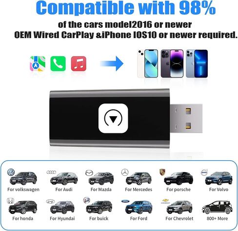 Mini Wireless Carplay Adapter for Apple, Newest Stable Wireless carplay Adapter Smallest Fast Convert Factory Wired to Wireless CarPlay Dongle Cars for iOS in Saudi Arabia