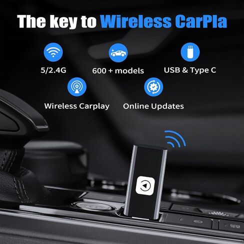 Mini Wireless Carplay Adapter for Apple, Newest Stable Wireless carplay Adapter Smallest Fast Convert Factory Wired to Wireless CarPlay Dongle Cars for iOS in Saudi Arabia