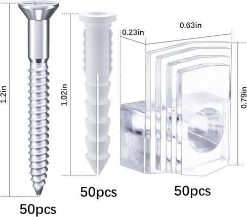 Mirror Holder Clips 1/8 in Clear Plastic Mirror Holders Mirror Mounting Clips Mirror Hanging Hardware Clips for Wall Frameless Mirror Glass Mirrors Retainer Clips with Screws Kit (20 Pack) in Saudi Arabia