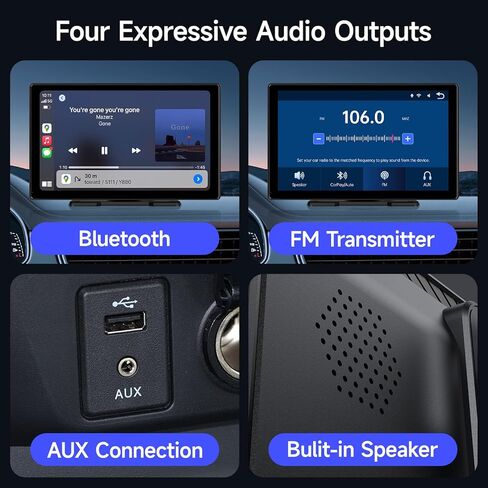 شاشة Apple Carplay المحمولة للسيارة، 9 بوصة Apple Carplay & Android Auto، كاميرا داش 4K، كاميرا احتياطية عالية الدقة، بلوتوث، ملاحة GPS، FM، AUX، Siri، وصلة مرآة in Kuwait