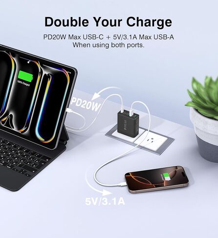 USB C Charger Block, [2-Pack] 50W 5-Port USB C Wall Charger Type C Charger Fast Charging Blocks Cube, Multiple Ports Power Adapter QC Wall Plug for iPhone 16 15 14 13 12 Pro Max Galaxy Tablet, Black in Saudi Arabia
