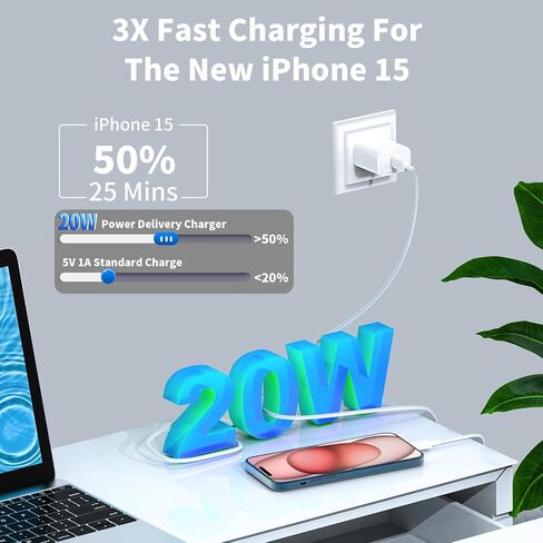 USB C Charger Fast Charging for iPhone 16,6 FT 20W USB C Charger Fast Wall Charger Power Adapter with 6FT USB-C to USB-C Charging Cable for iPhone 16/16 Plus/16 Pro/16 Pro Max/15 Pro/15Pro Max(2Pack) in Saudi Arabia