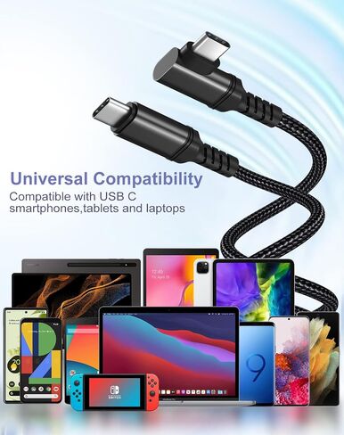كابل USB C 3.1 الجيل 2، كابل فيديو USB C إلى USB C 3FT 4K للعرض/الشاشة، كابل شحن سريع 10 جيجابت في الثانية 100 وات PD لهواتف iPhone 15/15Plus/15Pro/Max وMacBook وiPad Pro وSamsung وPixel والكمبيوتر المحمول in Saudi Arabia