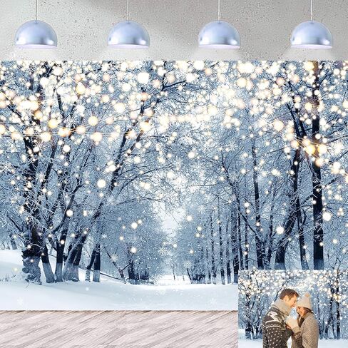 Winter Scene Backdrop for Photography 7x5FT Glitter White Snow Forest Wonderland Landscape Background for Family Christmas Party Decoration Xmas Holiday Portrait Photo Studio Props (84x60 inch) in Saudi Arabia