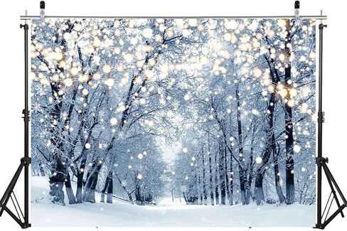 Winter Scene Backdrop for Photography 7x5FT Glitter White Snow Forest Wonderland Landscape Background for Family Christmas Party Decoration Xmas Holiday Portrait Photo Studio Props (84x60 inch) in Saudi Arabia